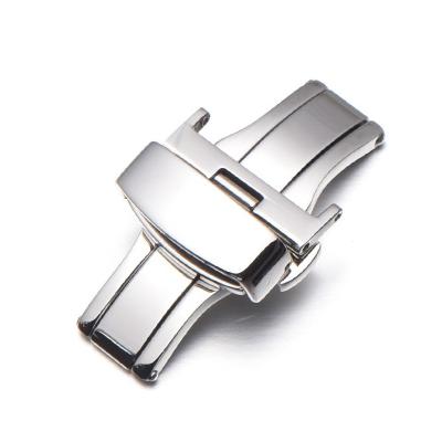 China New High Quliaty MAIKES Stainless Steel Silver Butterfly Deployment Watch Band Stainless Steel Push Button Buckle Clasp 18mm 20mm 22mm Double for sale