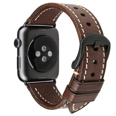 China Luxury Original Apple Leather Watch Band For iWatch 6/SE/5/4/3 44mm 40mm 42mm Italian Leather Handmade Apple Watch Band 38mm The Real for sale