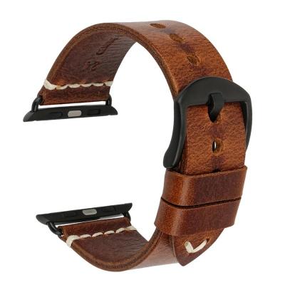 China Factory Custom Handmade Genuine Leather Watch Band Strap For Apple Watch Band 38mm 42 Series 6 5 4 3 2 1 Apple Watch Strap 40 44mm for sale