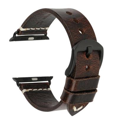 China MAIKES Apple Watch Band Leather Watch Bands Vintage Accessories Leather Straps 44mm 40mm Apple 42mm 38mm Watch Band for sale