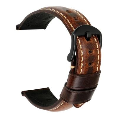 China MAIKES Factory Price 18mm 20mm 21mm Watch Strap Watch Band Oil Leather Wax Leather Strap 22mm 24mm Thick Leather Watchbands for sale