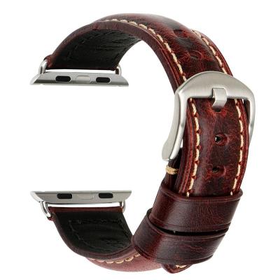 China Easy Installation Oil Wax Leather Strap For Apple Watch Band 44mm 40mm 42mm 38mm Fashion Watch Band Replacement For iWatch 5 4 3 2 Men Series 1 for sale