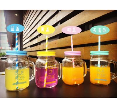 China 450ml Glass Jars Single Wall Water Bottle Height 13 Cm Customized Logo for sale