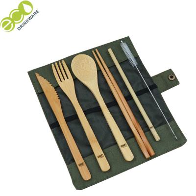 China Kitchen Ware Bamboo Cutlery Set Bamboo Forks And Spoons Laser Engaged Logo for sale