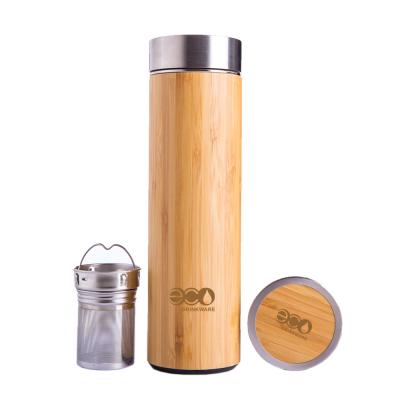 China Bamboo Tea Thermos Metal Drink Bottle Flask for sale