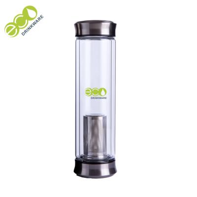 China Leak Proof Double Walled Glass Flask 400ml  Height 24 Cm For Office for sale