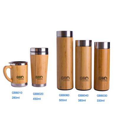 China Stainless Steel Bamboo Coffee Thermos 500ml For Water  Customized Logo for sale