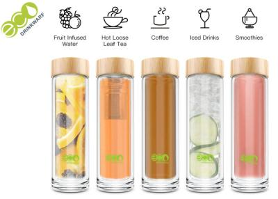 China Tea Infuser Double Wall Drinking Water Filter Borosilicate Glass Water Bottle for sale