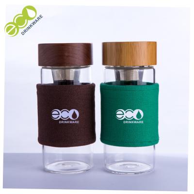 China Awesome Tea Infuser Bamboo Drink Bottle  400ml Leak Proof Custom Logo for sale