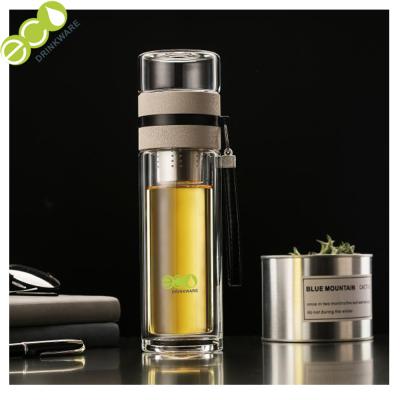 China BPA Free 	Bamboo Tea Infuser Bottle / Adults Portable Glass Tea Infuser for sale