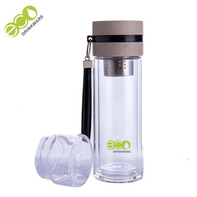 China Fashion Bamboo Tea Infuser Bottle BPA Free Leak Proof Glass Water Bottle for sale