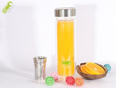 China Reusable 450ml Glass Tea Infuser Travel Mug Glass Tea Infuser Bottle for sale