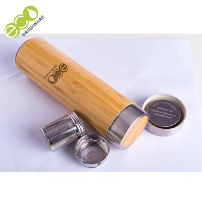 China Refillable Stainless Steel Bamboo Tea Thermos 530ml  Cola Style for sale