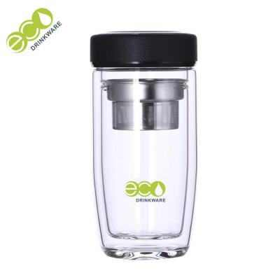 China Leak Proof Egg Shape Double Wall Glass Infuser Bottle Custom Logo for sale