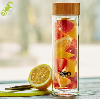 China Eco - Friendly 500ml Reusable Water Bottle Portable Glass Tea Infuser for sale