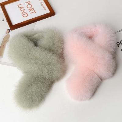 China Autumn And Winter New And Feeling Fox Fur Scarf Plush Scarf Solid Color Fur Cross Feeling Female Warm Thick Soft Soft Ball Smooth Smooth Rabbit Fur for sale