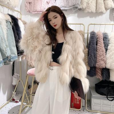 China New Autumn And Winter Fashion Raccoon Hair V-Neck Breathable Double-sided Woven Fur Coat For Women Loosen Fashion for sale