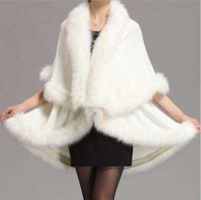 China Daily Lifestyle Women's Daily Faux Fur Capes Spot Ponchos White Faux Fur Shawl for sale