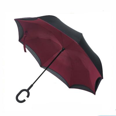 China All In 1 Auto Open Close Windproof Reverse Folding C Handle Umbrella With Logo for sale