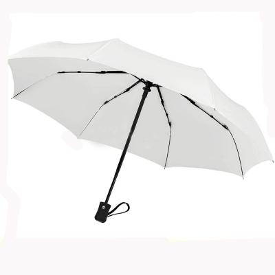 China All In 1 Automatically Open And Close Logo Printed Windproof Cheap White Folding Umbrellas for sale