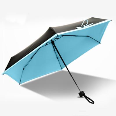 China Modern Hot Sale Black Coated 5 Sun Fold Umbrella With Case for sale