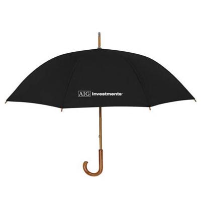 China Modern Company Logo Advertising Wooden Umbrella for sale