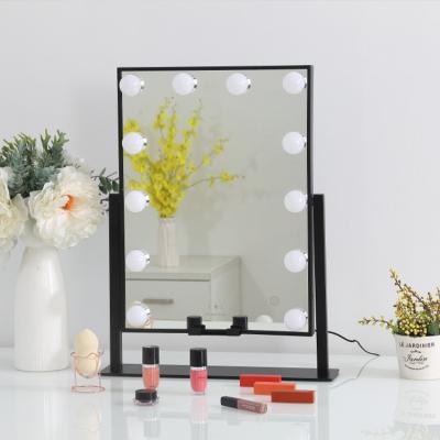 China High quality 12pcs bulbs lighted led beauty mirror hollywood vanity mirror with storage box for sale