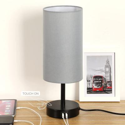 China Modern Touch Bedside Lamp with USB Ports for Bedroom Small Night Table Lamps for Nightstand for sale