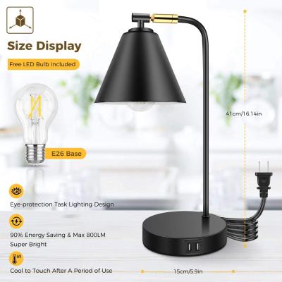 China USB Charging LED Bedside Nightstand Reading Table Dimmable Industrial Flexible Touch Control Lighting Lamp for sale