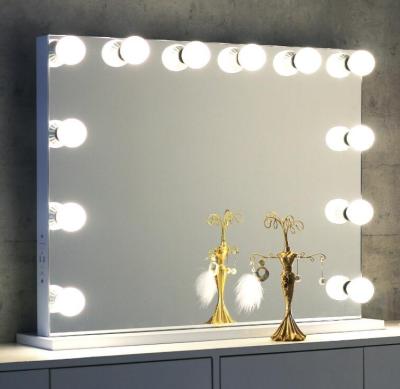 China Mirror Hollywood Dressing Table Mirror Panel Switch 18 LED Hollywood Desk Table Glass Vanity Lighted Mirror for sale