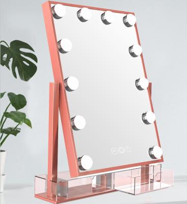 China Hollywood Lit 12 Bulbs Led Makeup Mirror Vanity Mirror Light Mirror With Organizer for sale