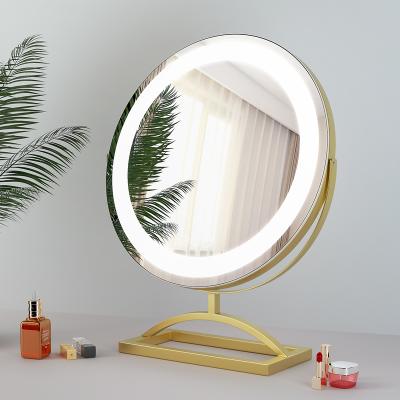 China Factory Direct Lighted Round Shape Desktop Style Led Makeup Dressing Table Mirror for sale