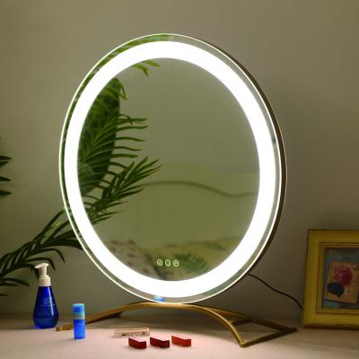 China Success Lighted Sample Supplied Strip Lighted LED Round Vanity Mirror With Touch Sensor for sale