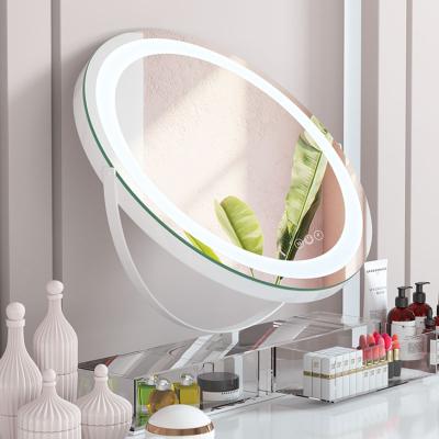 China Factory Direct Lighted Hollywood Large Light Stripe Led Round Vanity Mirror With Organizer for sale