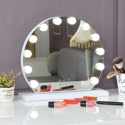 China Hot Selling Amazon Round Hollywood Mirror Beauty Makeup Vanity Lighted Led Lighted Mirror For Girls for sale