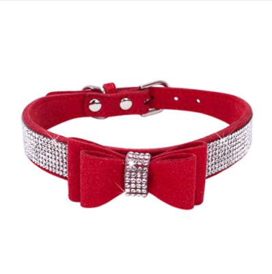 China Viable Adjustable Puppy Crystal Bowknot Dog Collar Classic Bling Buckles Cute Diamonds for sale