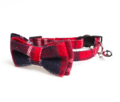 China Durable Warm Bowknot Adjustable Custom PU Leather Dog Cat Collar for sale