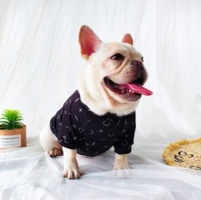 China Viable Clothes Custom Made Geometry Black French Bulldog Dog Clothes Cheap Female Clothes Dog T-shirt Blank Clothes for sale