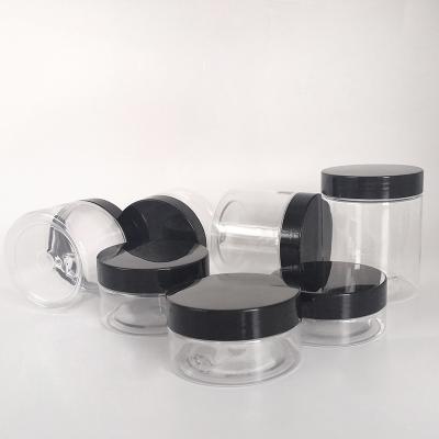 China Cosmetic High Quality PET Plastic Jar With Black Plastic Lid for sale