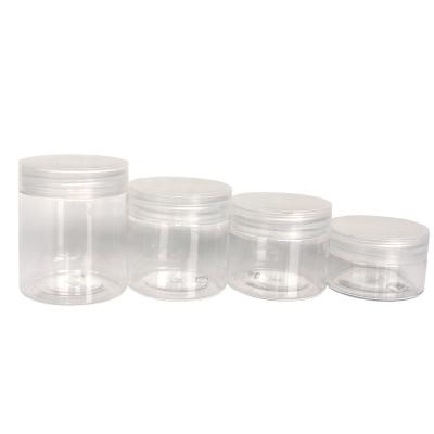 China 30ml 50ml 60ml 80ml Eco-friendly Body Butter Jars Clear PET Cosmetic Packaging Plastic Jar With Plastic Lid for sale