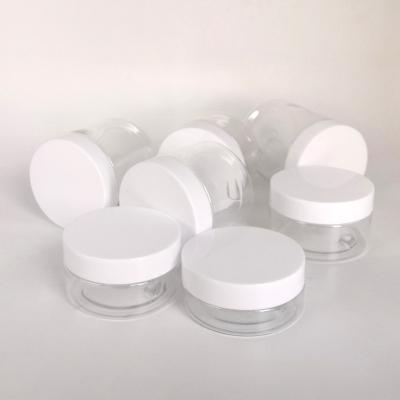 China BEAUTY PACKING Wholesale Customized High Quality Round Small Straight Sided Clear Jars With Screw Plastic Lid for sale