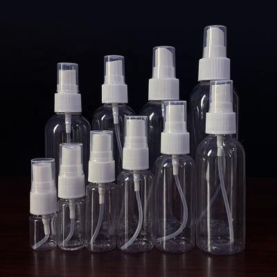 China Household Products Wholesale Mini Small Perfume Fine Mist Clear Transparent Empty PET Plastic Spray Bottles for sale