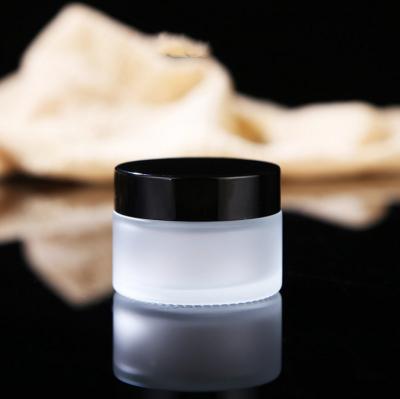 China 50ml Personal Care Glass Bottle Skin Care Cream Screen Printing Personal Care Screw Cap for sale