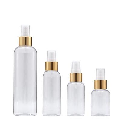 China Household Products Spray Household Cosmetics Plastic Brown Green Sliver Bottle Packaging Hot Stamping Screw Cap 100ml for sale