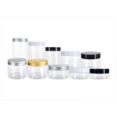 China Skin Care Cream Wholesale food grade 30g 40g 50g 60g 80g 100g 120g 150g 200g 250g 500g clear plastic packaging jar with aluminum lid for sale