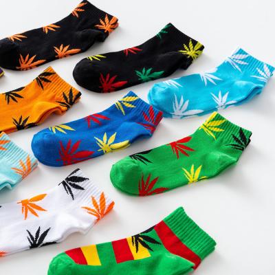 China Breathable Made In China Spring Summer Solid Color Cotton Ankle Sports Maple Leaf Boat Socks for sale