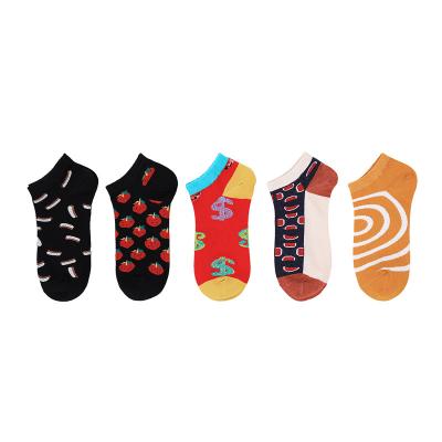 China Factory Supply Breathable Cotton Fashion Print Funny Pattern Couple Low Cut Sports Socks for sale