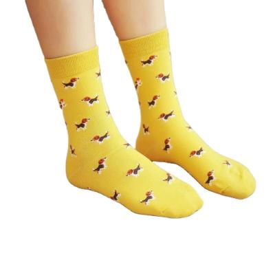 China Datang Factory Cute Animal Dog QUICK DRY Socks Print Color Striped Cotton Cartoon Socks Women Girls Crew Socks for sale