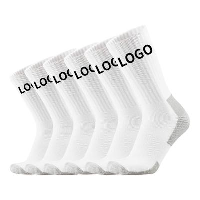 China Sports Logo Men Socks Custom Logo Design Crew Socks Cotton Football Socks Mens Anti Slip Basketball Unisex Black White Custom Made for sale