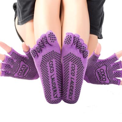 China Custom Logo Grip Anti-Slip Cotton Fitness QUICK DRY five Toe Elastic Sports Yoga Socks set for woman for sale